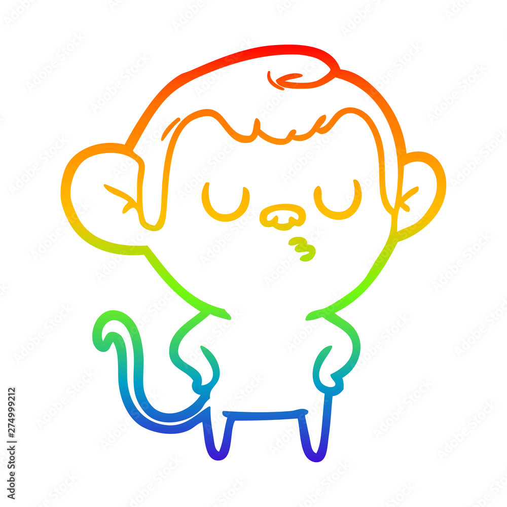 rainbow gradient line drawing cartoon monkey rainbow gradient line drawing cartoon monkey