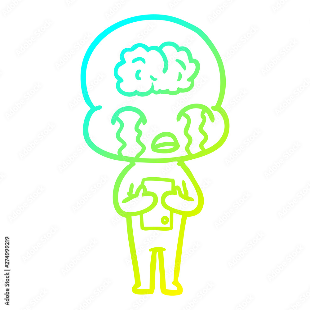 cold gradient line drawing cartoon big brain alien crying cold gradient line drawing cartoon big brain alien crying