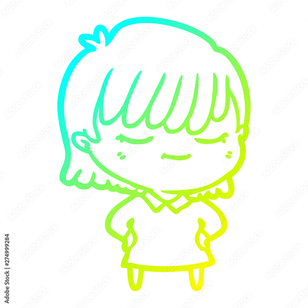cold gradient line drawing cartoon woman cold gradient line drawing cartoon woman