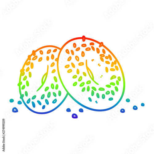 rainbow gradient line drawing cartoon bagels