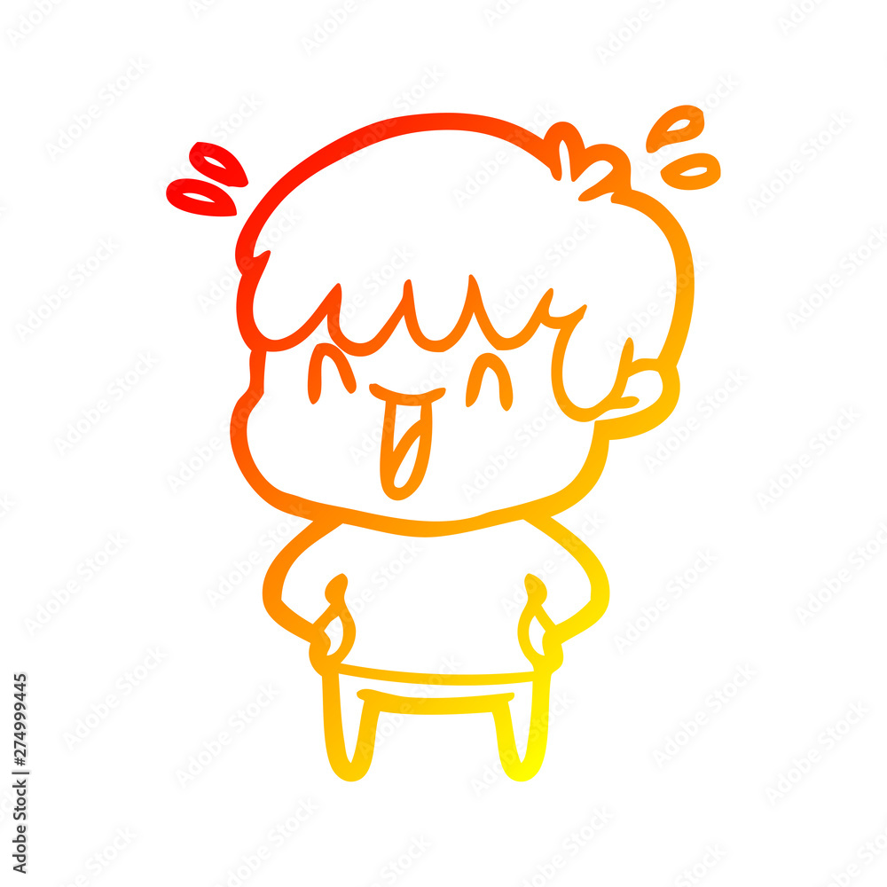 warm gradient line drawing cartoon laughing boy warm gradient line drawing cartoon laughing boy
