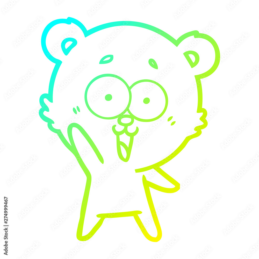 cold gradient line drawing waving teddy bear cartoon cold gradient line drawing waving teddy bear cartoon