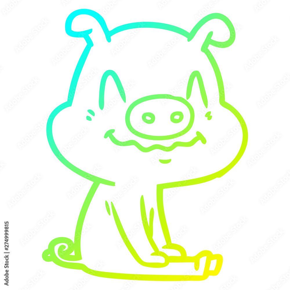 cold gradient line drawing nervous cartoon pig sitting cold gradient line drawing nervous cartoon pig sitting