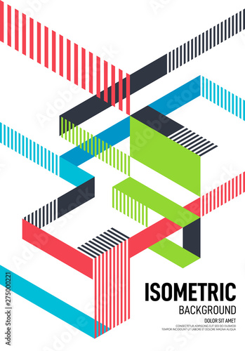 Abstract isometric geometric shape layout poster design template background