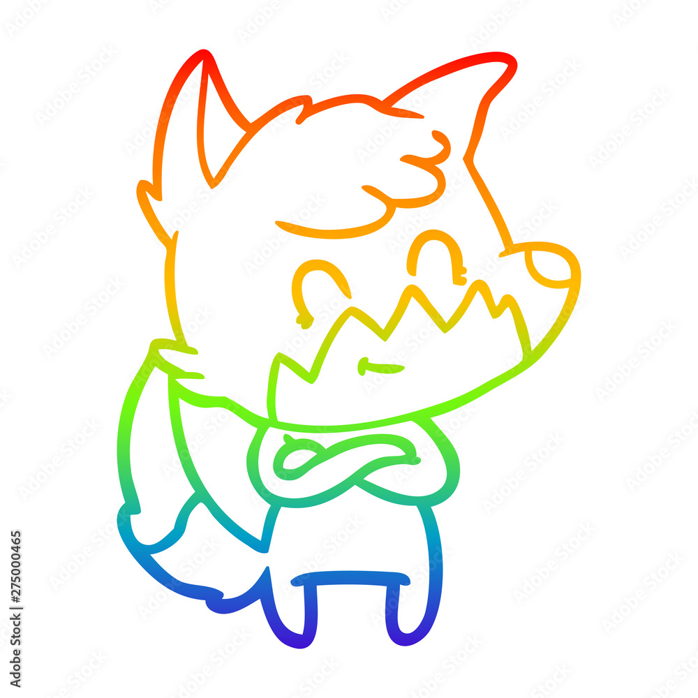 rainbow gradient line drawing cartoon happy fox rainbow gradient line drawing cartoon happy fox