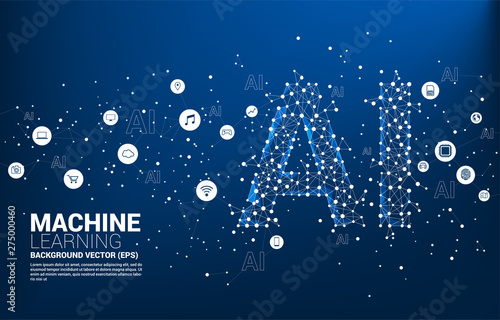 Vector Polygon dot connect line shaped AI. Concept for machine learning and artificial intelligence.