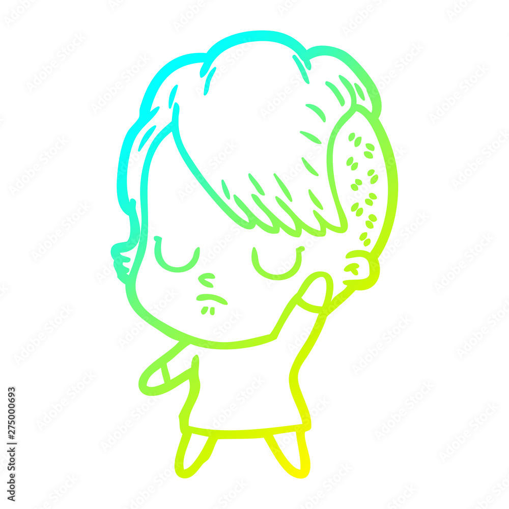 cold gradient line drawing cartoon woman cold gradient line drawing cartoon woman