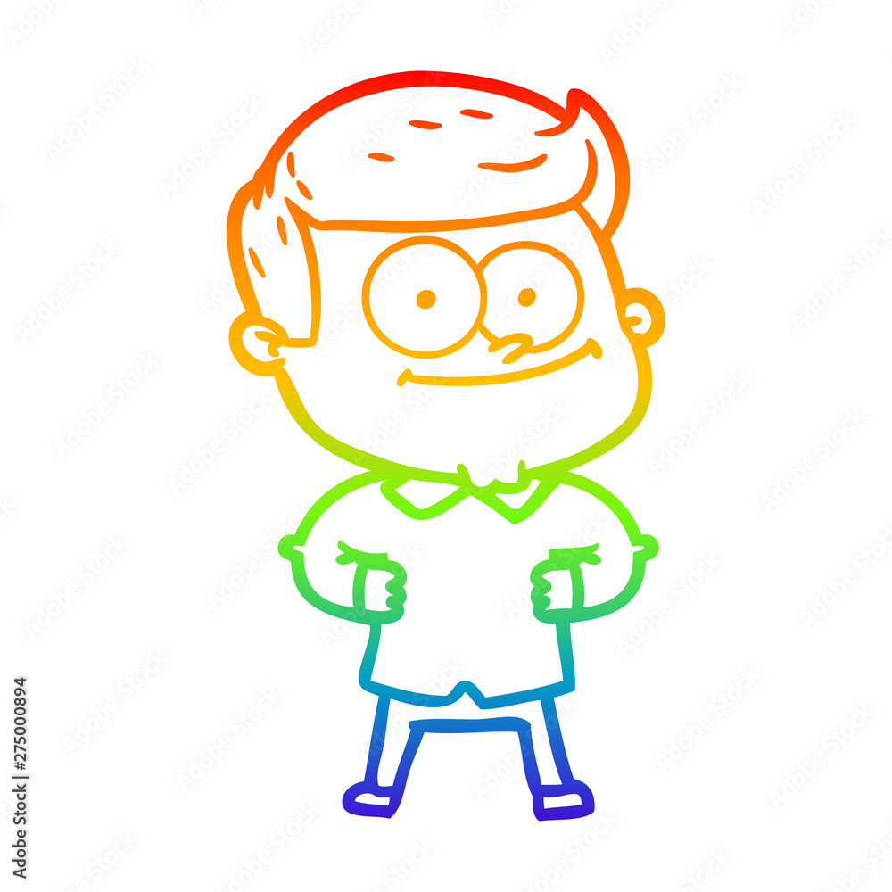 rainbow gradient line drawing cartoon happy man rainbow gradient line drawing cartoon happy man