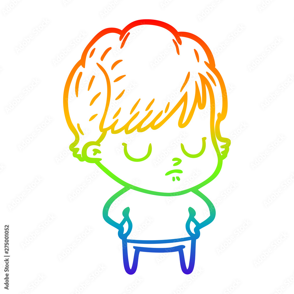 rainbow gradient line drawing cartoon woman rainbow gradient line drawing cartoon woman