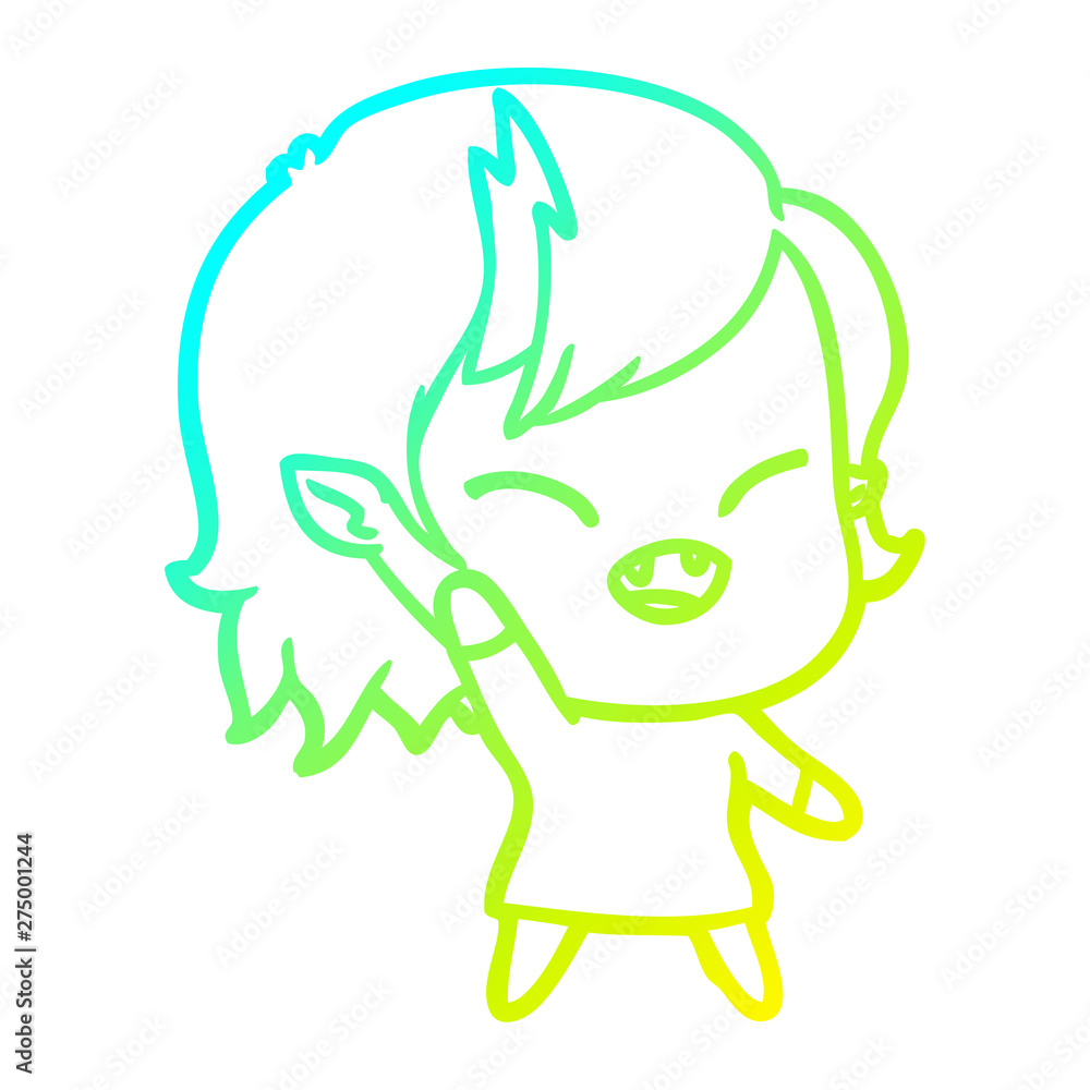 cold gradient line drawing cartoon laughing vampire girl waving cold gradient line drawing cartoon laughing vampire girl waving