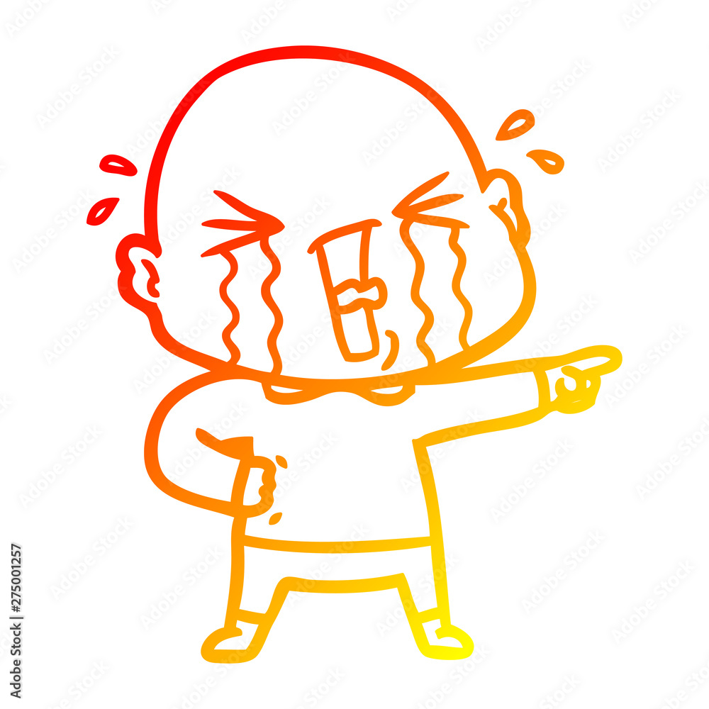 warm gradient line drawing cartoon crying bald man warm gradient line drawing cartoon crying bald man