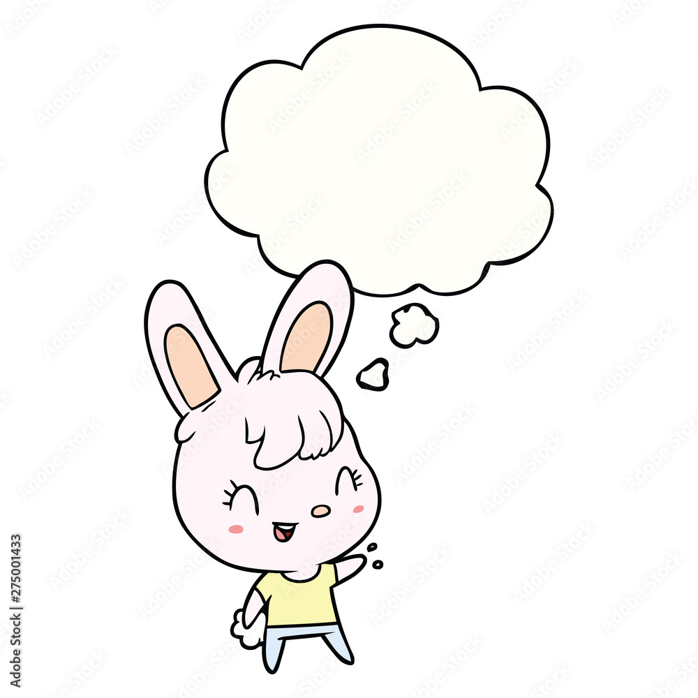 cartoon rabbit and thought bubble cartoon rabbit and thought bubble