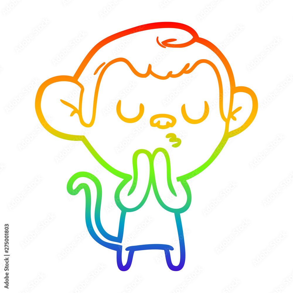 rainbow gradient line drawing cartoon monkey rainbow gradient line drawing cartoon monkey