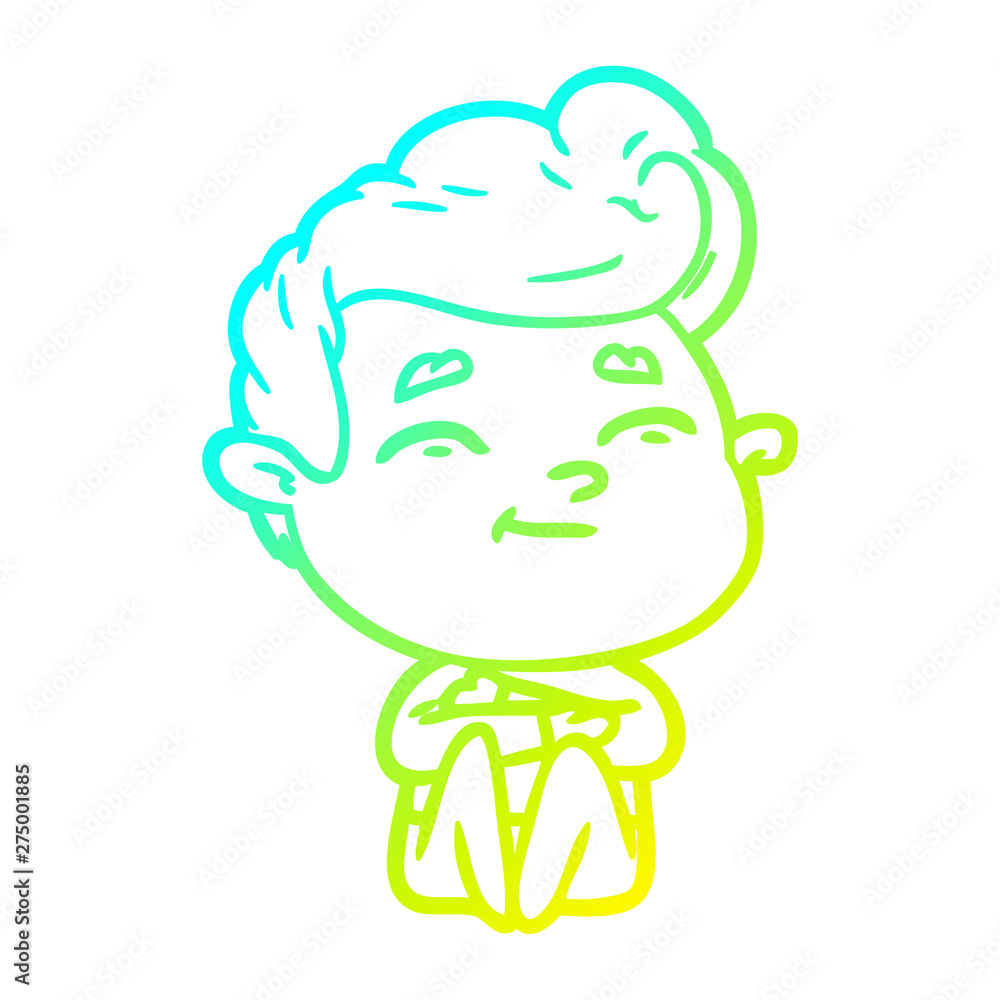 cold gradient line drawing happy cartoon man cold gradient line drawing happy cartoon man