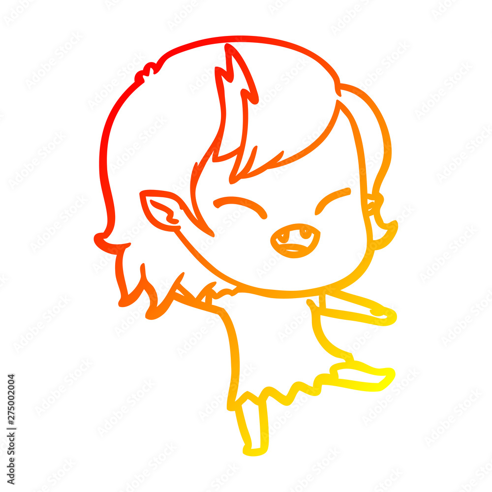 warm gradient line drawing cartoon laughing vampire girl warm gradient line drawing cartoon laughing vampire girl