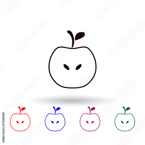 sliced ??apple multi color icon. Elements of farm set. Simple icon for websites, web design, mobile app, info graphics