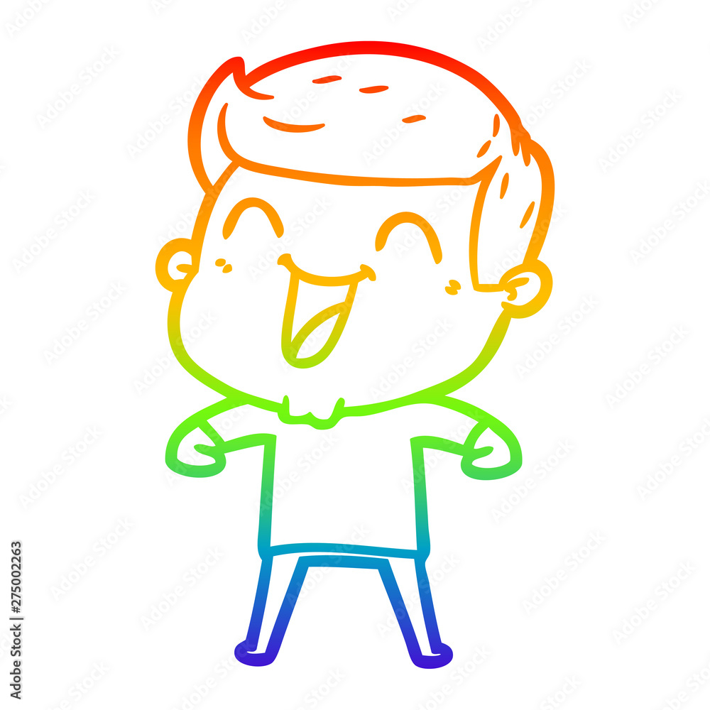 rainbow gradient line drawing cartoon man laughing rainbow gradient line drawing cartoon man laughing