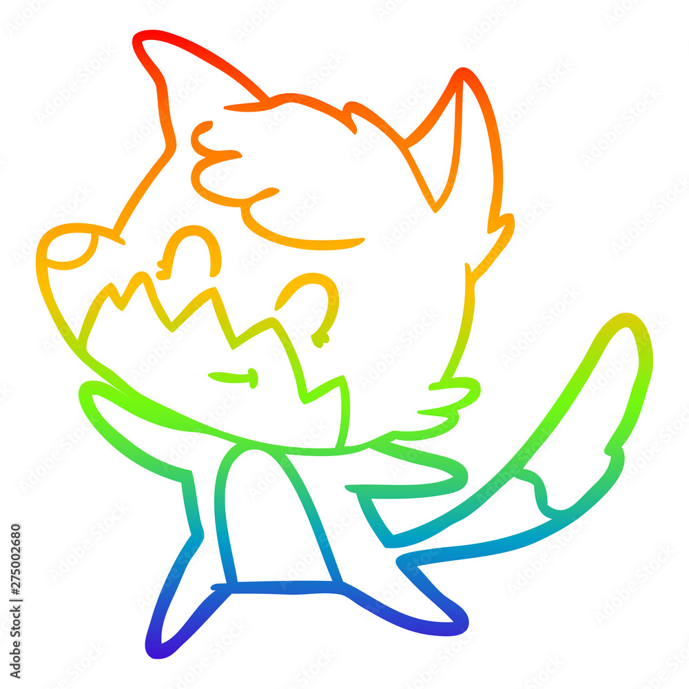 rainbow gradient line drawing cartoon friendly fox rainbow gradient line drawing cartoon friendly fox
