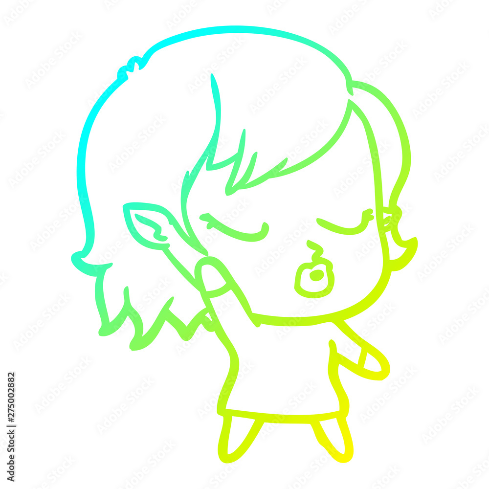 cold gradient line drawing cute cartoon vampire girl cold gradient line drawing cute cartoon vampire girl