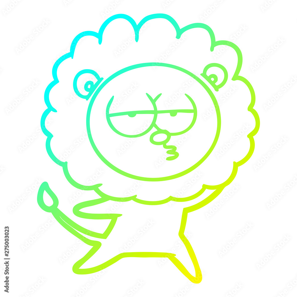 cold gradient line drawing cartoon bored lion cold gradient line drawing cartoon bored lion