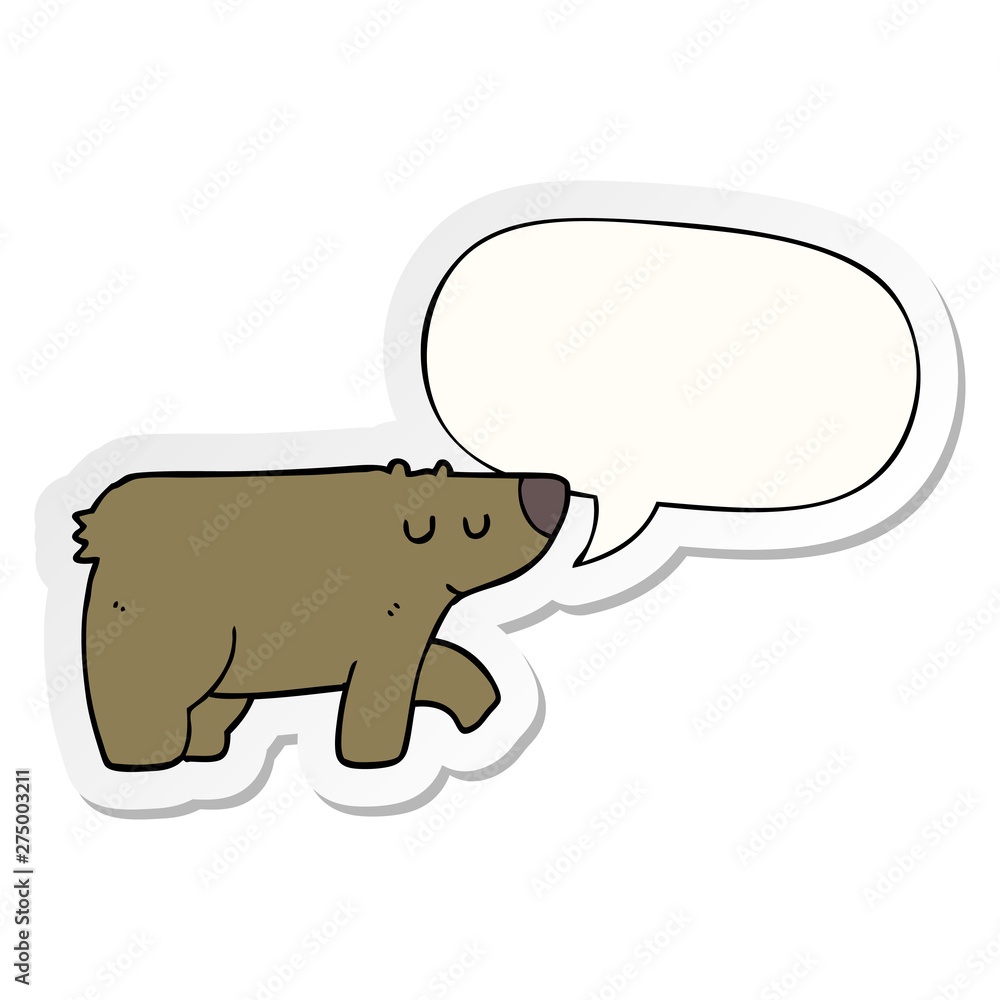 cartoon bear and speech bubble sticker cartoon bear and speech bubble sticker