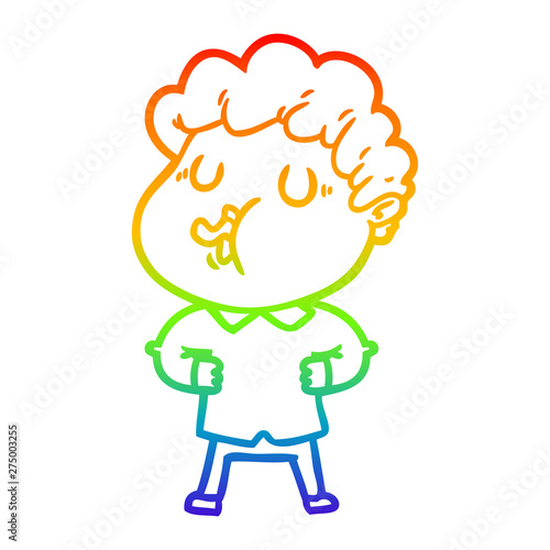 rainbow gradient line drawing cartoon man singing