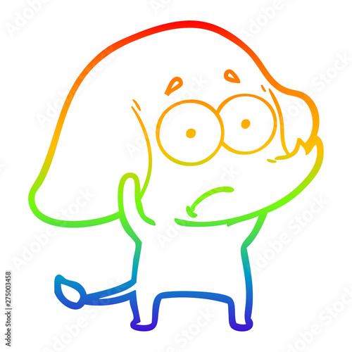 rainbow gradient line drawing cartoon unsure elephant