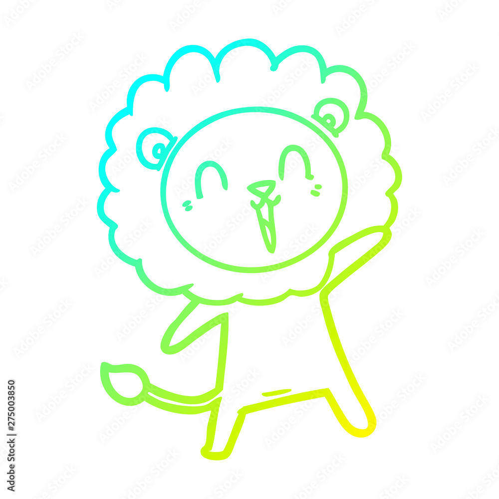 cold gradient line drawing laughing lion cartoon cold gradient line drawing laughing lion cartoon