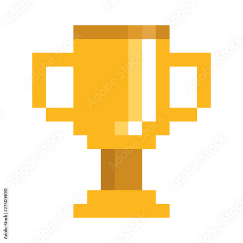 Pixel trophy on white background