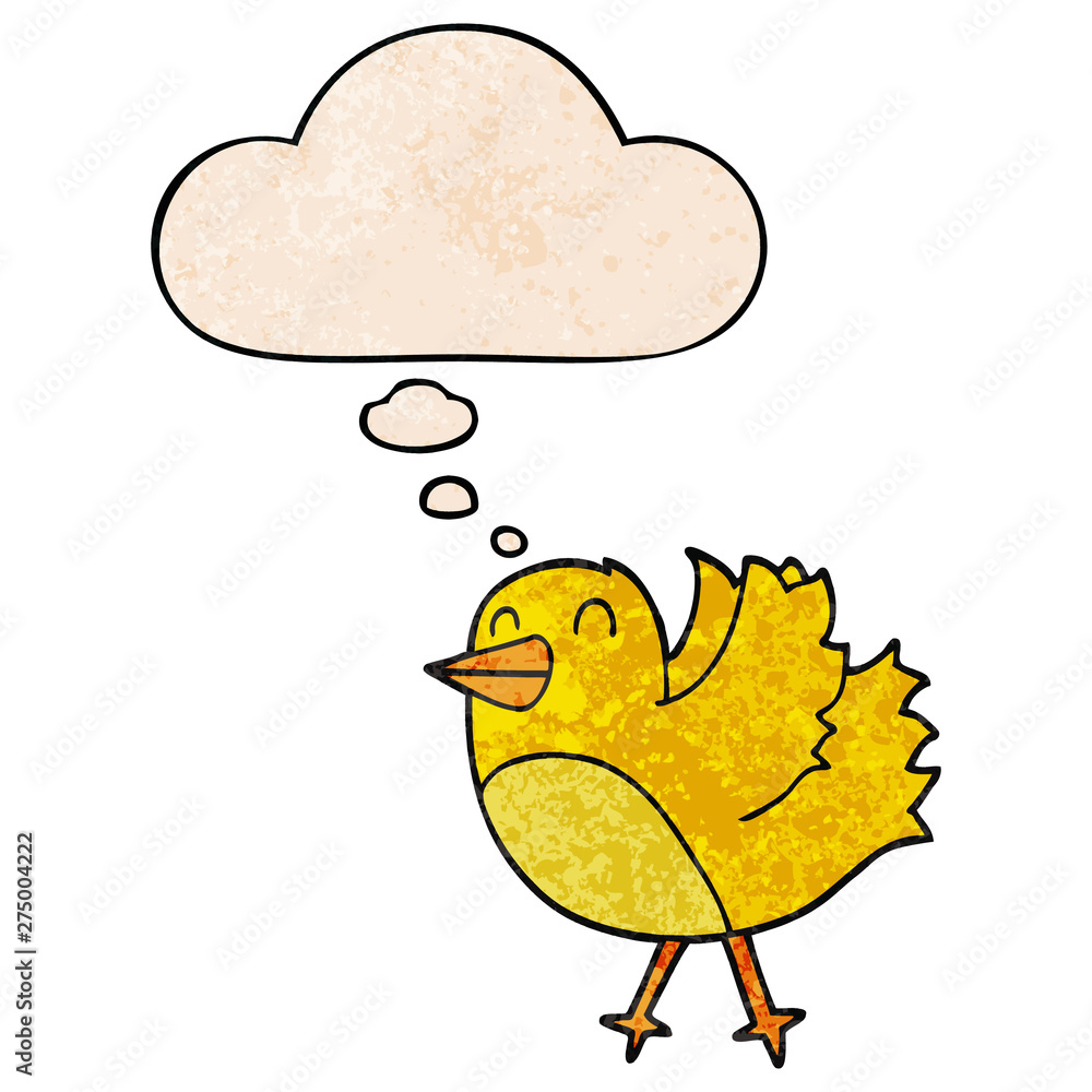 cartoon bird and thought bubble in grunge texture pattern style cartoon bird and thought bubble in grunge texture pattern style
