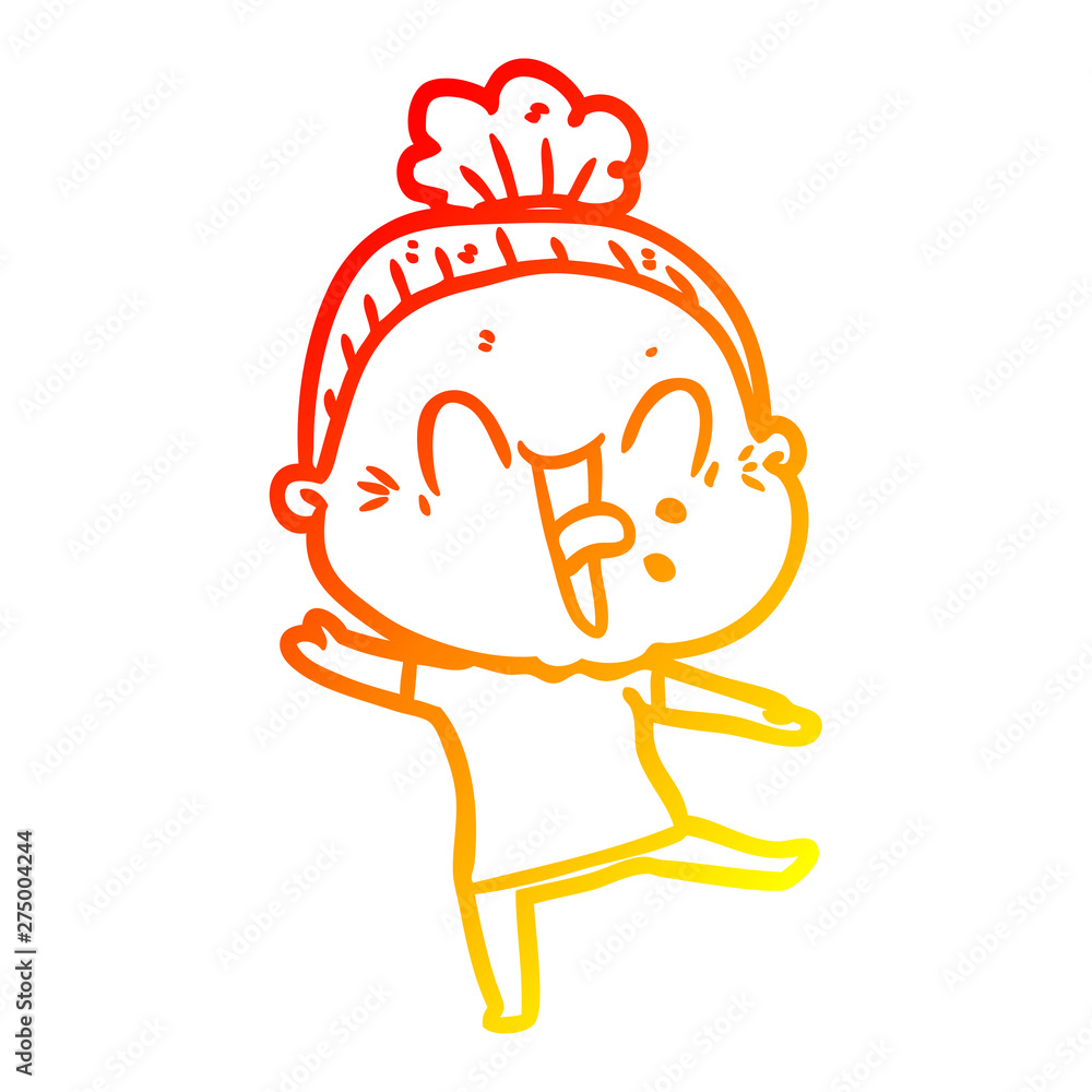 warm gradient line drawing cartoon happy old woman warm gradient line drawing cartoon happy old woman