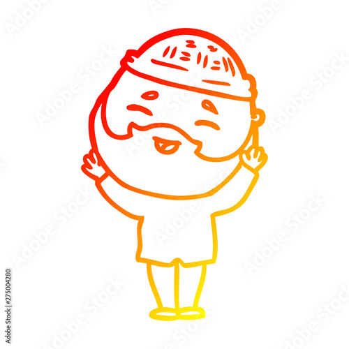 warm gradient line drawing cartoon happy bearded man