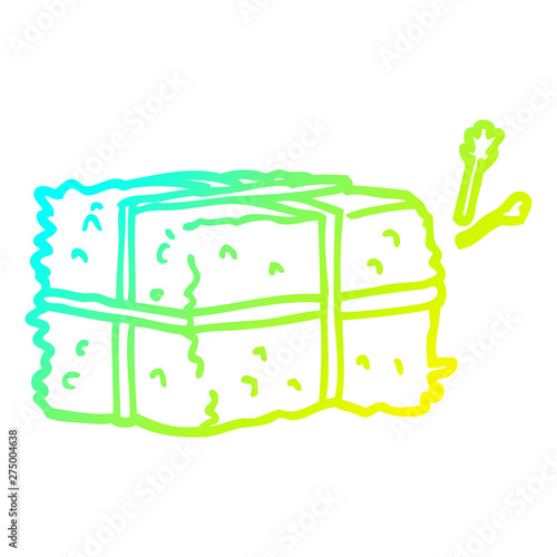 cold gradient line drawing cartoon bale of hay