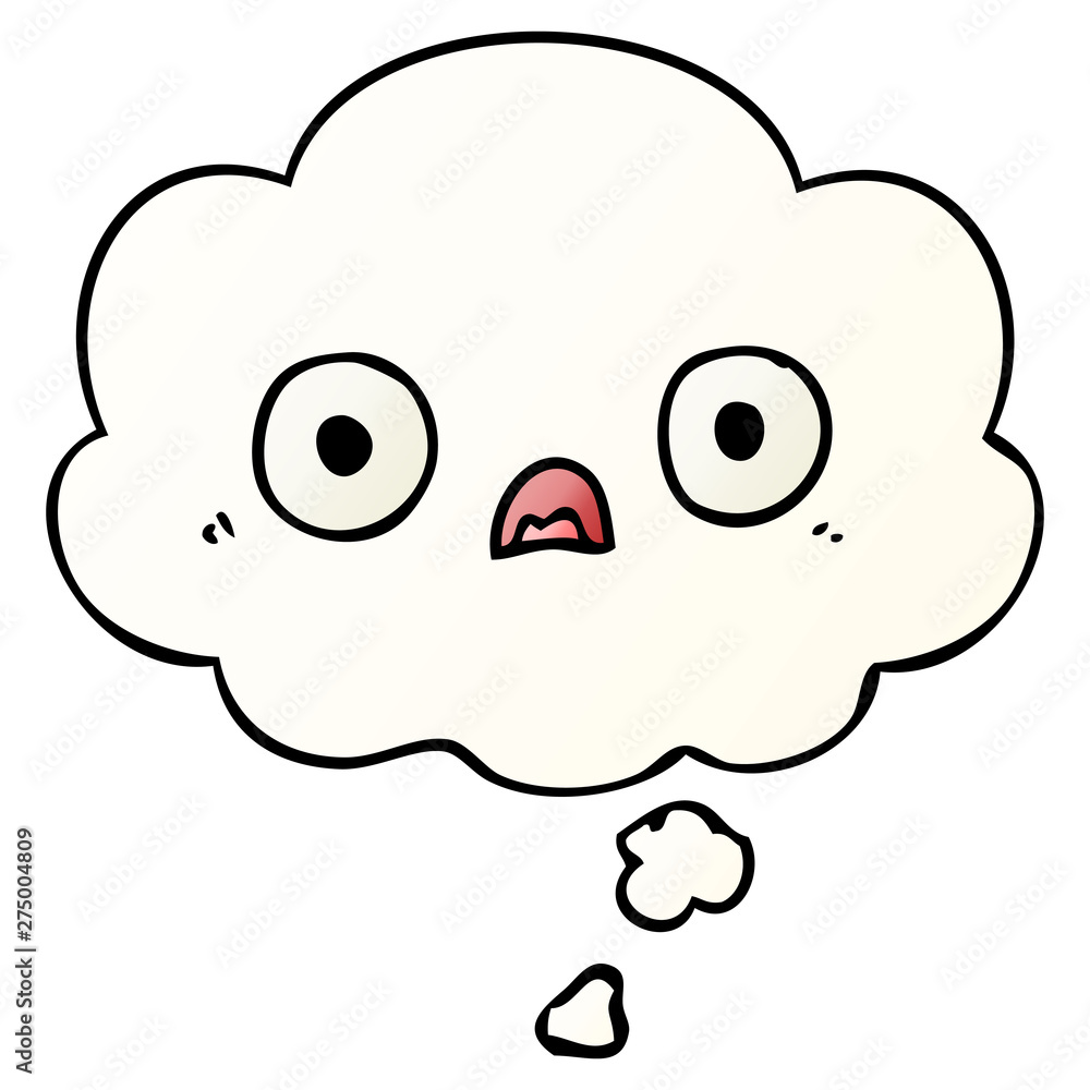 cute cartoon face and thought bubble in smooth gradient style cute cartoon face and thought bubble in smooth gradient style