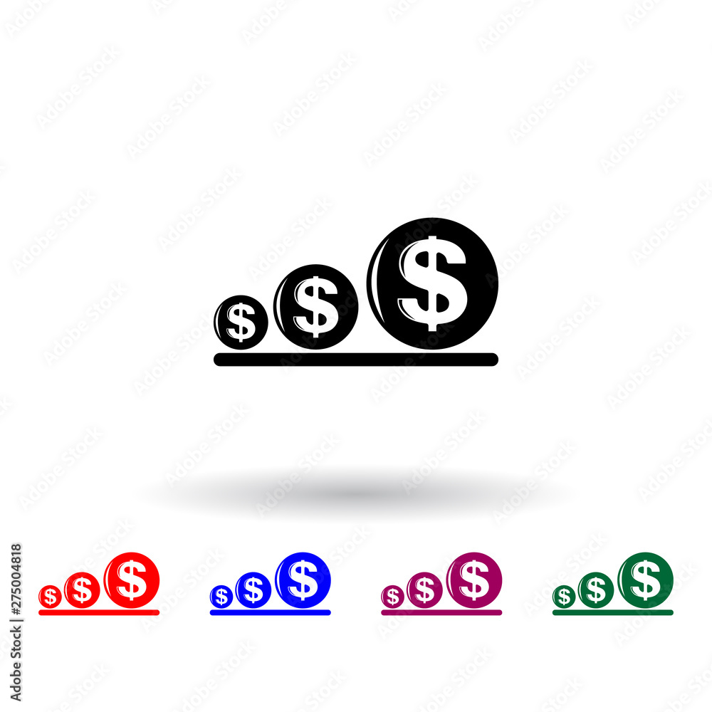 increasing coins of the dollar multi color icon. Elements of finance set. Simple icon for websites, web design, mobile app, info graphics increasing coins of the dollar multi color icon. Elements of finance set. Simple icon for websites, web design, mobile app, info graphics