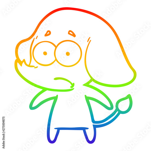 rainbow gradient line drawing cartoon unsure elephant