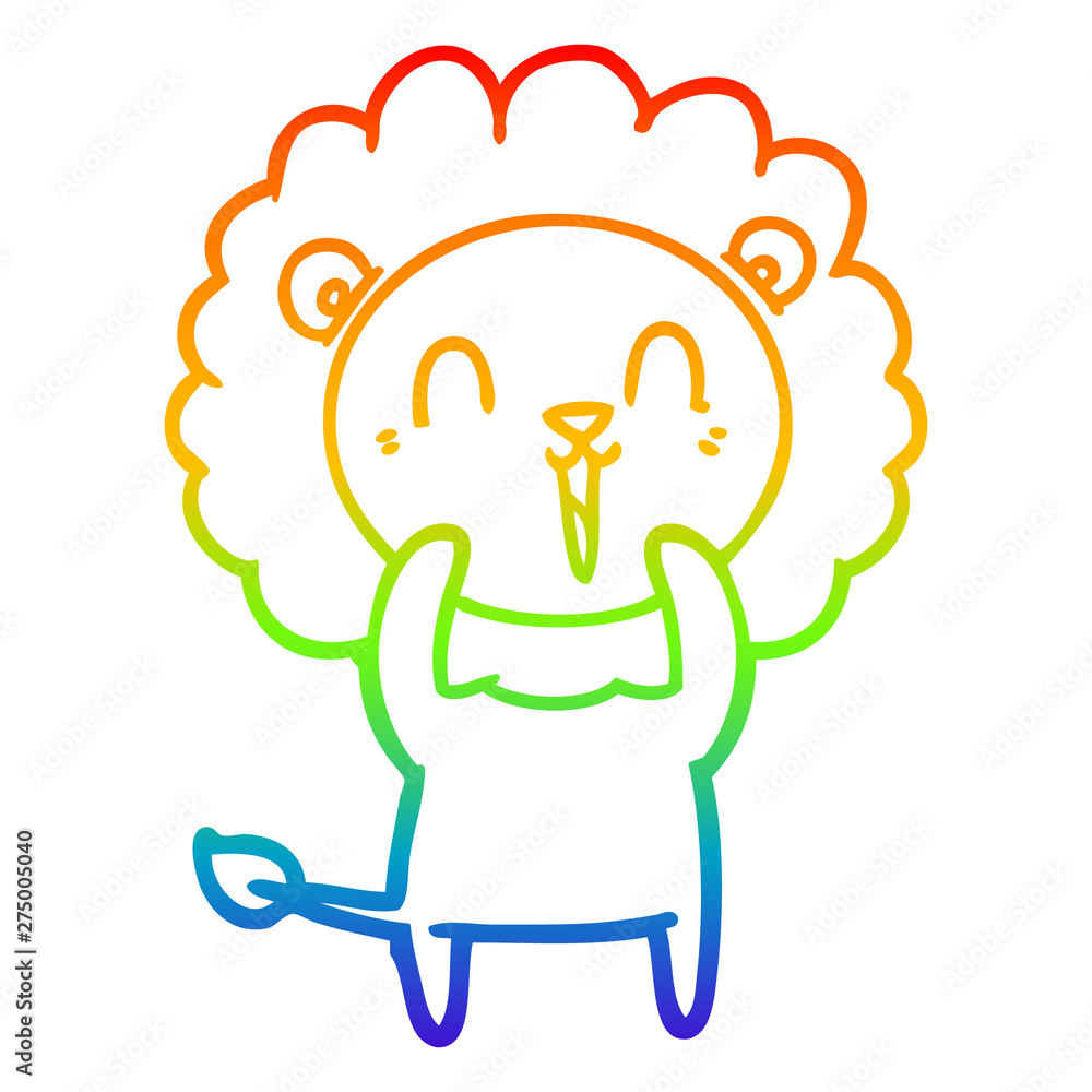 rainbow gradient line drawing laughing lion cartoon rainbow gradient line drawing laughing lion cartoon