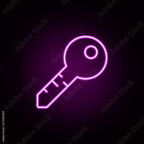 key neon icon. Elements of home things set. Simple icon for websites, web design, mobile app, info graphics