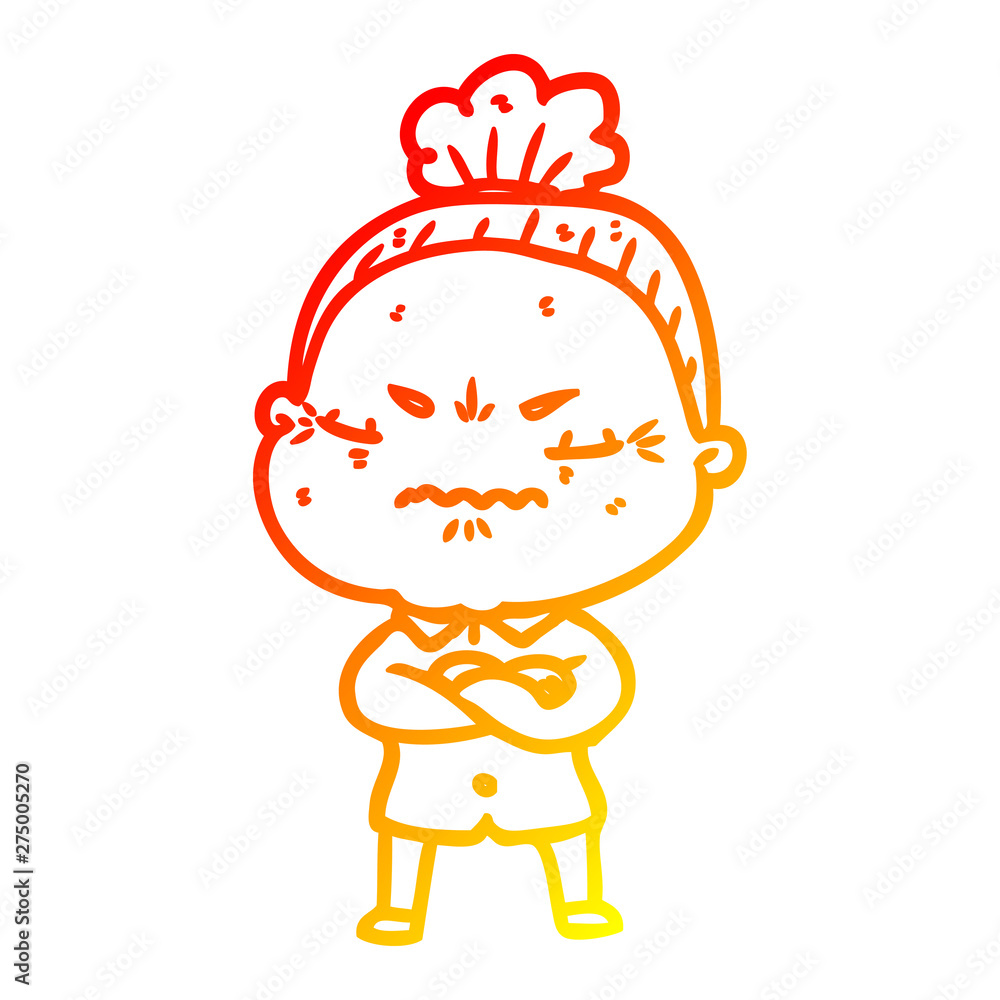 warm gradient line drawing cartoon annoyed old lady warm gradient line drawing cartoon annoyed old lady