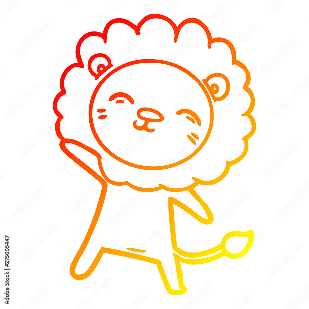 warm gradient line drawing cartoon lion warm gradient line drawing cartoon lion