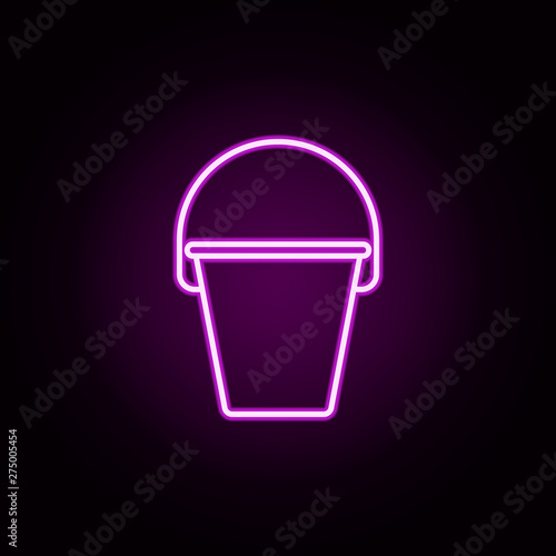 bucket neon icon. Elements of home things set. Simple icon for websites, web design, mobile app, info graphics