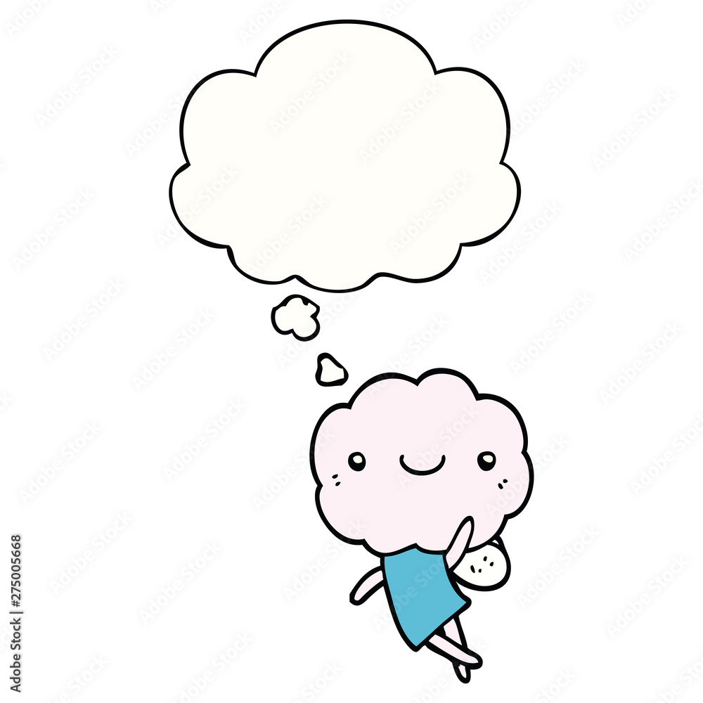cute cloud head creature and thought bubble cute cloud head creature and thought bubble