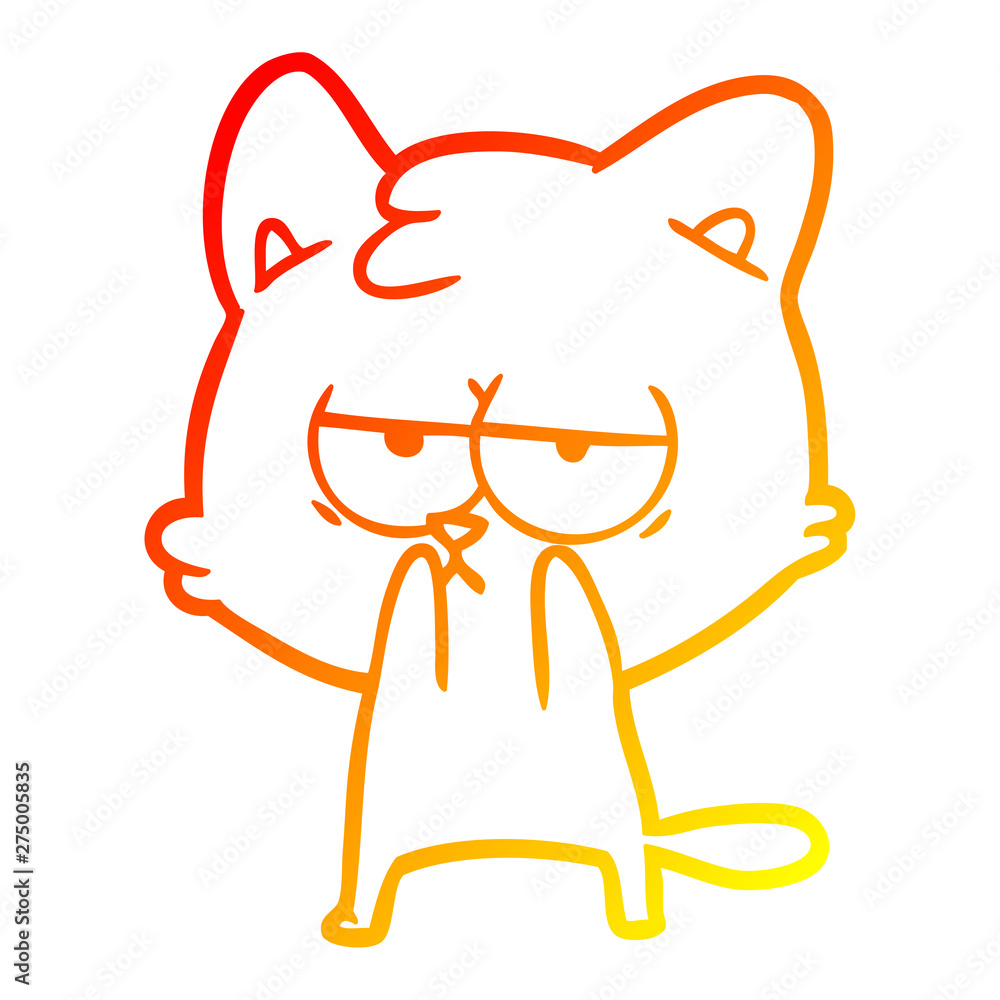 warm gradient line drawing bored cartoon cat warm gradient line drawing bored cartoon cat