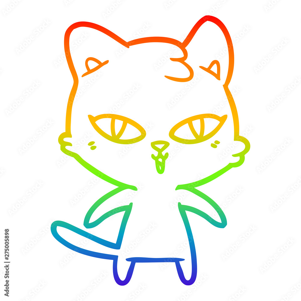 rainbow gradient line drawing cartoon cat rainbow gradient line drawing cartoon cat