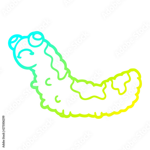 cold gradient line drawing cartoon unhappy caterpillar