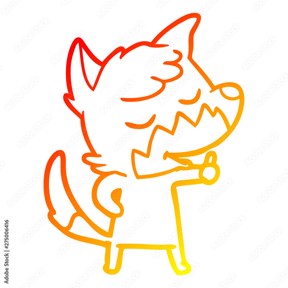 warm gradient line drawing friendly cartoon fox giving thumbs up sign warm gradient line drawing friendly cartoon fox giving thumbs up sign
