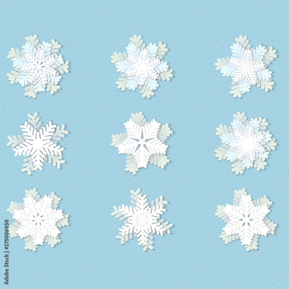 Christmas paper snowflakes with shadow Christmas paper snowflakes with shadow