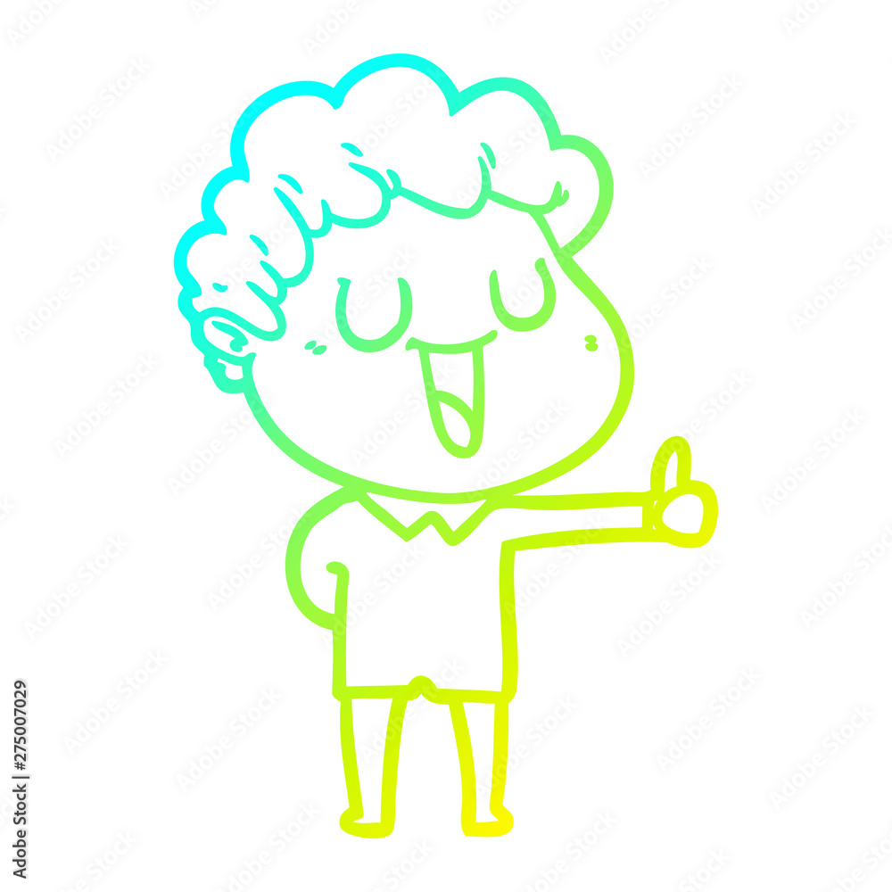 cold gradient line drawing laughing cartoon man giving thumbs up sign cold gradient line drawing laughing cartoon man giving thumbs up sign