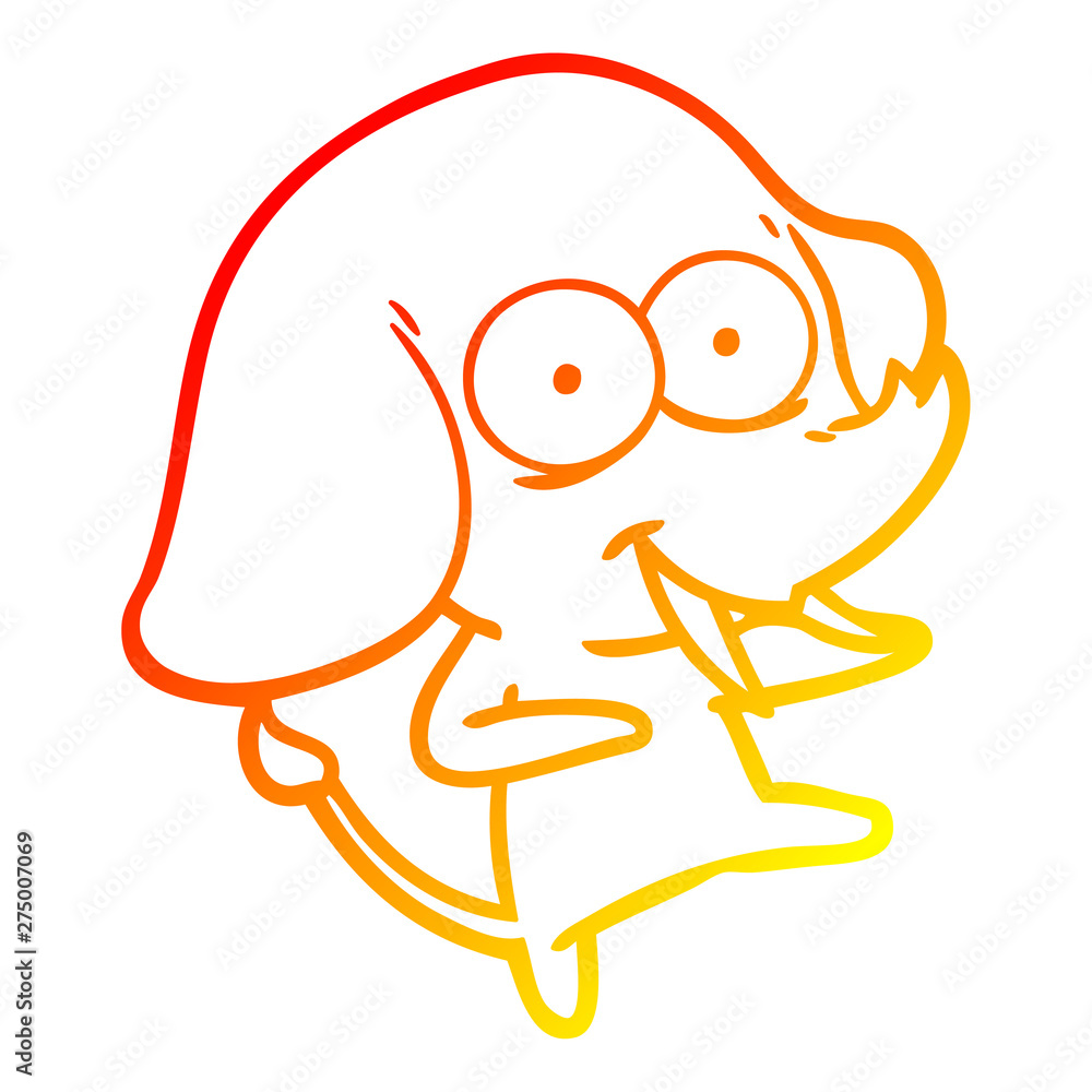 Obraz premium warm gradient line drawing happy cartoon elephant