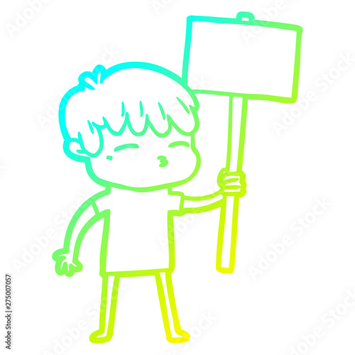 cold gradient line drawing cartoon curious boy